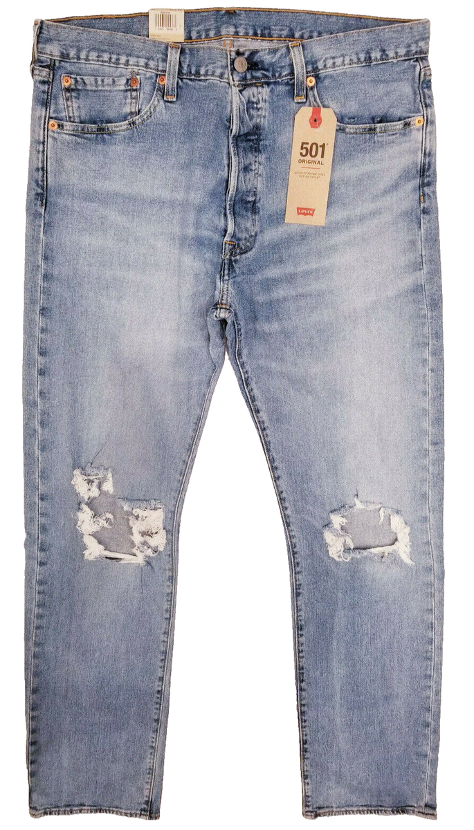 Levis 501 Original Fit Stretch Men's Jeans 34x32 Distressed Levis 501 Original Fit Stretch Men's Jeans 34x32 Distressed