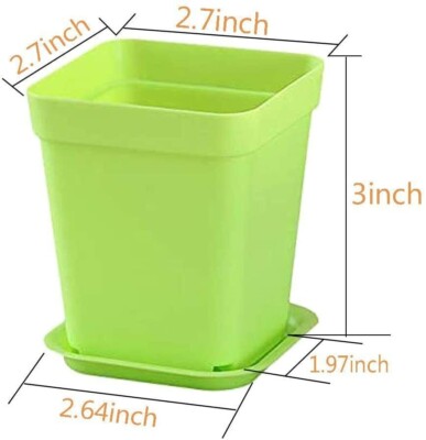 24 Pack 3" Green Small Plant Pots, Square Plastic Nursery Pots w/ Saucer  Baskets | eBay