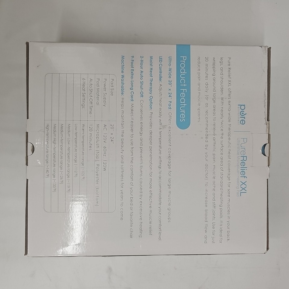 Pure Enrichment PureRelief 20"x24" Electric Heating Pad, Size XXLGray