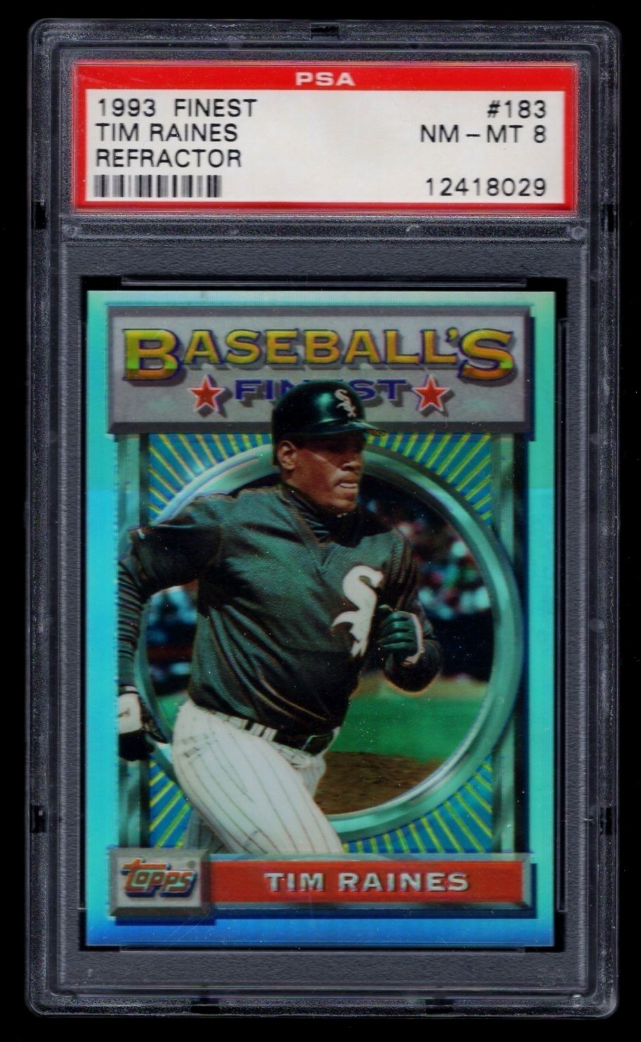 1993 Topps Finest Refractor #183 Tim Raines PSA 8