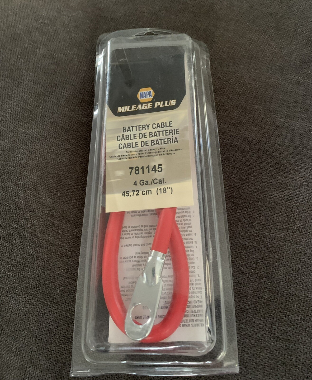 Battery Cable Positive 4 ga 18" NAPA Mileage Plus 781145 eBay