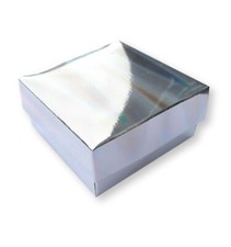 1 SILVER HOLO 3 x 3 INCH GIFT BOX WITH LID, JEWELLERY,GIFTS,CHRISTMAS,8CM / 80MM