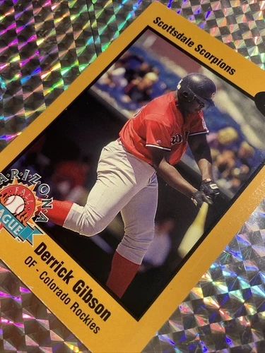 1998 ARIZONA FALL LEAGUE PROSPECTS GOLD BORDER DERRICK GIBSON ROOKIE ROCKIES #24