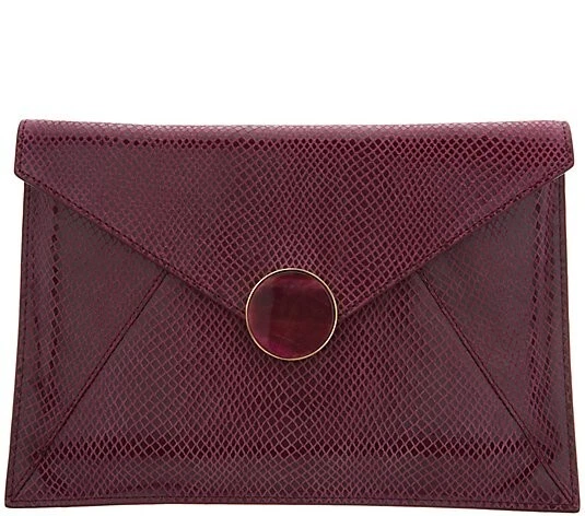 Lola Rose London Maroon Envelope Clutch - Faux Snake Skin Evening Bag - Изображение 2 из 4