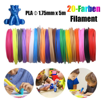 20 Farben 200M 1,75mm PLA Filament Kabel Für 3D Drucker Stift 3D Pen Starterset