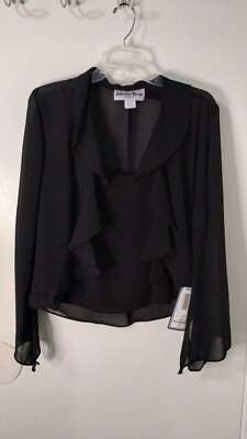 VTG Another Thyme Black Sheer 2 Pc Tank Top & Blouse Set Women's Size Medium NWT