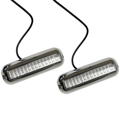 2x 42 LED Blue 316 Stainless Steel Underwater Boat Marine Transom Lights Pontoon