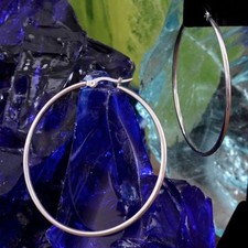 Awesome New Stainless Steel Silver Smooth Shiny 2" / 50mm Round Hoop Earrings