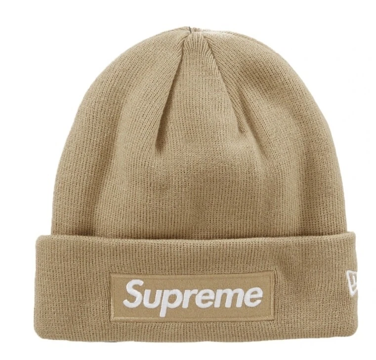 Bonnet neuf Supreme New Era boîte logo (FW23)   sable foncé