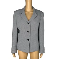 Collections For Le Suit Polyester Rayon Blazer Size 14 Black White Houndstooth