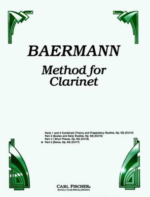 CARL FISCHER BAERMANN METHOD FOR CLARINET PART 5 MUSIC BOOK SOLOS OP. 64 CU17