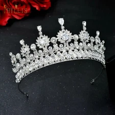 Icy Silver Tiara Crown Set Princess Queen gift bridal real metal cosplay diadem