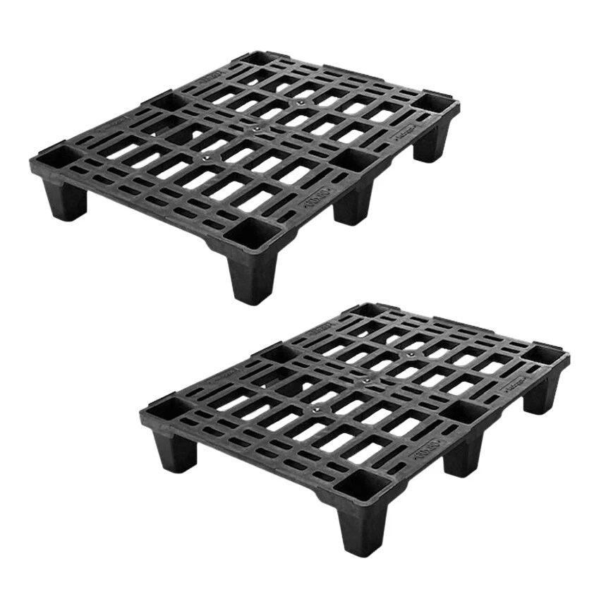 EMPOTEC 2 BANCALI PALLET 80x60x14cm PLASTICA NERA PORTATA STATICA 600KG DINAMICA 250KG