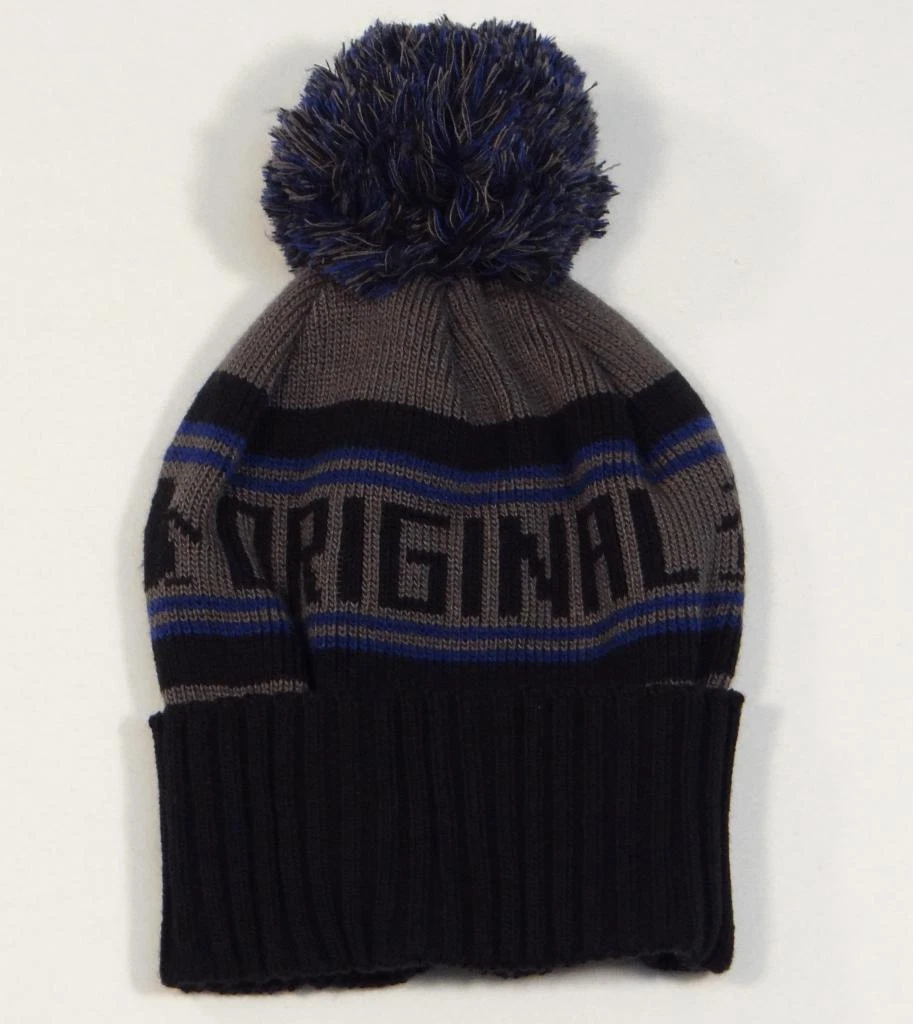 Penguin Logo Cuff Style Ski Beanie Skull Cap Black & Gray Adult One Size NWT
