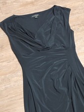 Lauren Ralph Lauren Cowl Neck Ruched Sheath Dress Dark Holiday Green Size 6