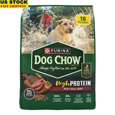High Protein Dry Dog Food Real Beef 25% More Protein Muscle Support 18lb Kibble 1.60 per pound