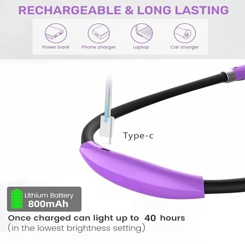 LED Reading Light, Rechargeable 4 LED Neck Book Light, Flexible Neck Lamp for - Picture 4 of 6