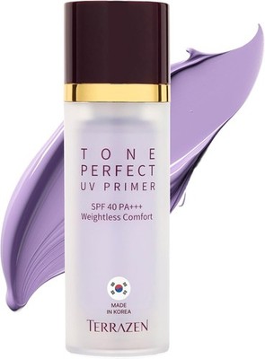 Terrazen Face Primer SPF40 - Purple Tinted Makeup Base for Dull Sensitive Skin