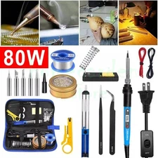 80W Electric Soldering Iron Welding Gun Tool Kit Solder Wire Desoldering Pump US