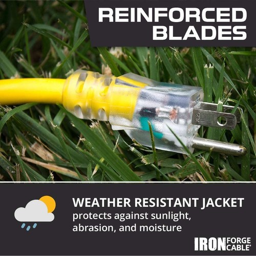 Weatherproof 10 Ft Outdoor Extension Cord - 14/3 SJTW 15 Amp Heavy Duty Yello... - Picture 6 of 7
