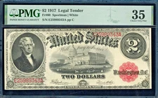 1917 US Legal Tender $2 Note  FR# 60 Speelman/White PMG 35 Bracelet Note CHOICE