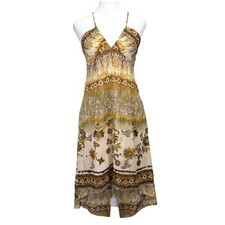 Vtg RAMPAGE Y2K Boho Midi Dress Criss Cross Back Floral Size 9 Fairy Whimsigoth