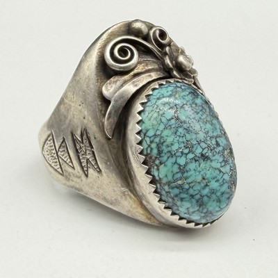 J.M. Navajo Sterling Ring w/ Turquois Cabochon 17.4g sz.11 | eBay