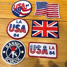 Vintage USA UK patch set 6 pieces retro design collectible