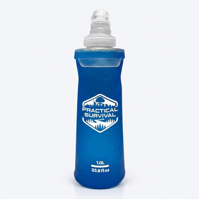 Practical Survival 1L Soft Flask Collapsible BPA-Free Bite Valve Hiking Running