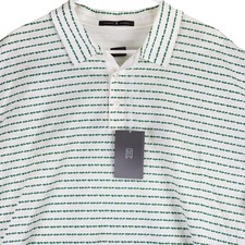Tiger Woods Striped Polo Shirt Mens XXL White Green Golf Athletic TW Logo