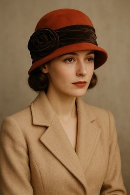 1980s Mayser by Monika Zechbauer terracotta wool felt cloche hat