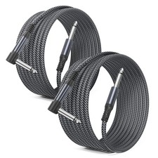 1/4 inch 6.35mm TS Guitar Cable 10FT 2Pack,Quarter inch Right Angle to Straig...
