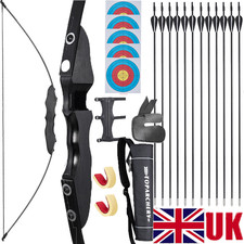 50.4" Archery Takedown Recurve Bow Fiberglass Arrows Quiver Set Target Shooting