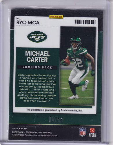 Michael Carte 2021 Contenders Optic Green Pulsar Prizm R.O.Y. Rc Auto (4/30) - Picture 2 of 2