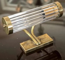 Mid-Century Elegant Modern Mini Brass & Glass Rod Curve Arm Design Picture Light
