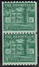 Scott #1059 Hermitage Coil Pair Scarce Small Holes Variety MNH CV $35