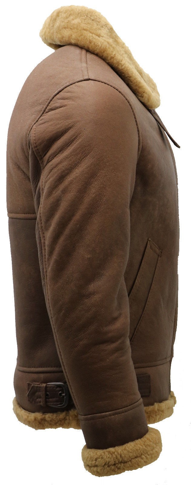 B3 Brown Mens Bomber RAF Flying Aviator Fur Irvin Real Shearling Leather Jacket image 5