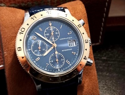 Hamilton Khaki Lancaster Chronograph 70 120A Automatik 18K Gold Einsatz 39,5mm