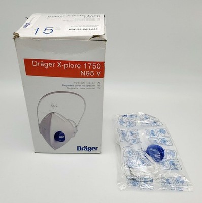 Drager X-plore 1750 N95 V Respirator Masks Disposable w Breathing Valve 15 Pack