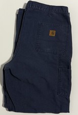 Carhartt Men's Work Pants Dungarees, Size 40x32, Relaxed Fit, Navy Canvas