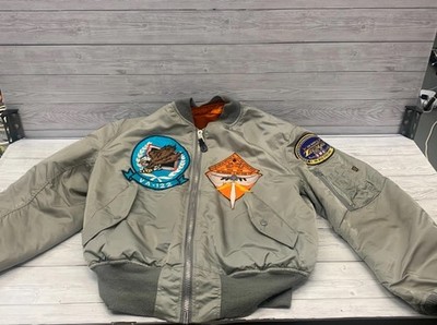 Alpha Industries MA-1 Flight Jacket Large USAF Pilot Patches Bomber USA 1980er