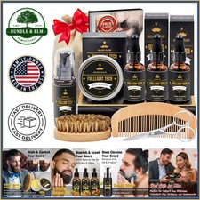 Complete Beard Grooming Set with Oil, Balm, Wash, and Styling Accessories
