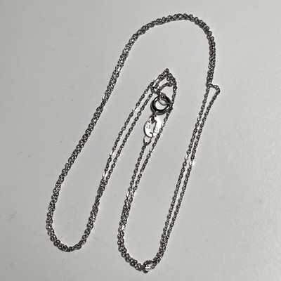 Vintage 9K Weißgold massiv 18'' Halskette Italien UK Punzen zierlich 0,8 mm 