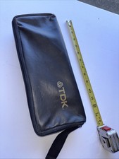 Vintage TDK 15 Cassette Zipper Carrying Case Black with Strap RARE, Very Nice