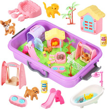 Pet Sensory Bin,Dog and Cat Sandbox for Kids,Kids Play Sand Kit,Pet Play Set wit