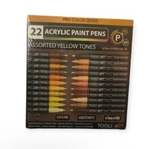Acrylic Paint Pens 22 Assorted Yellow & Browns Pro Color Series (EXTRA FINE)