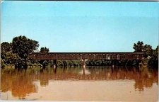 Postcard BRIDGE SCENE Dresden Ohio OH o/19 AK1437