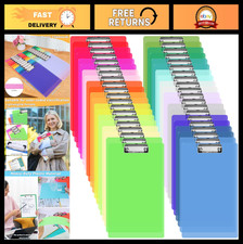 40 Pcs Plastic Clipboards Bulk 20 Assorted Colors 12.5 x 9 In Clear Colored Clip