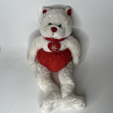 Vintage 1997 Ltd Edition White Build A Bear Cat Plush Red Nose Blue Eyes 16" HTF