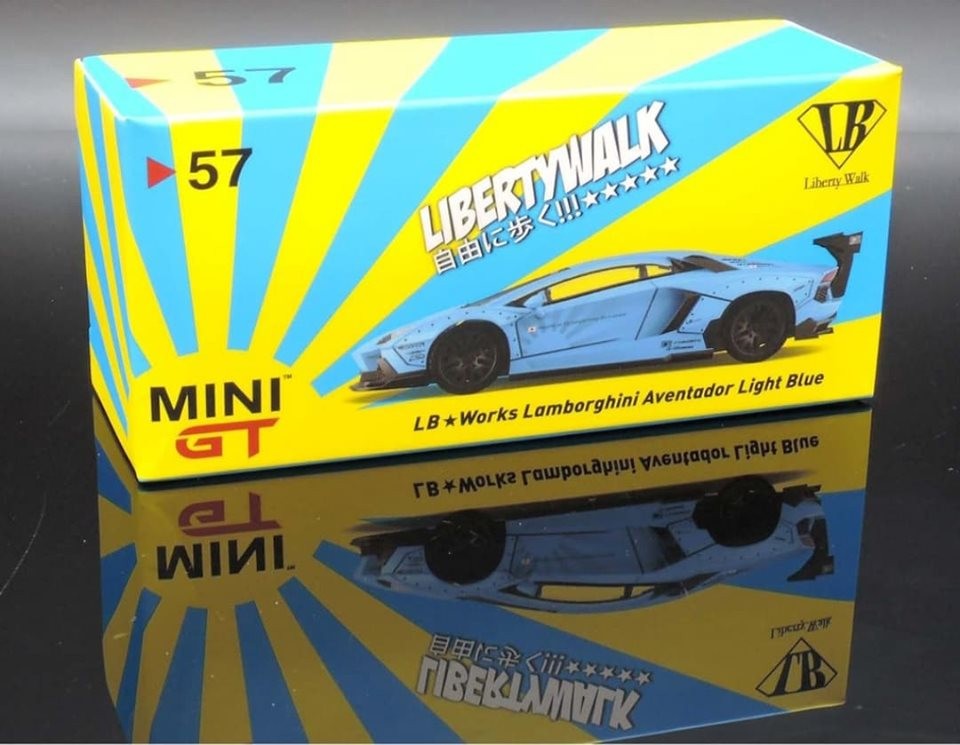 Mini GT 57 LB Works Lamborghini Aventador Light Blue Right Hand
